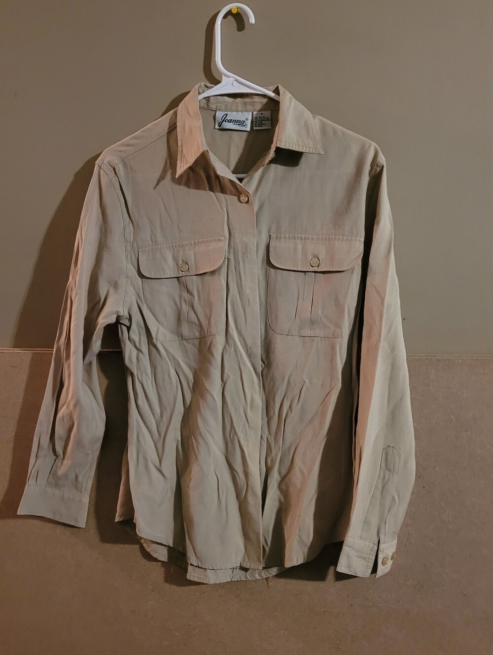 JoAnna Light Beige Button-Up Shirt Small